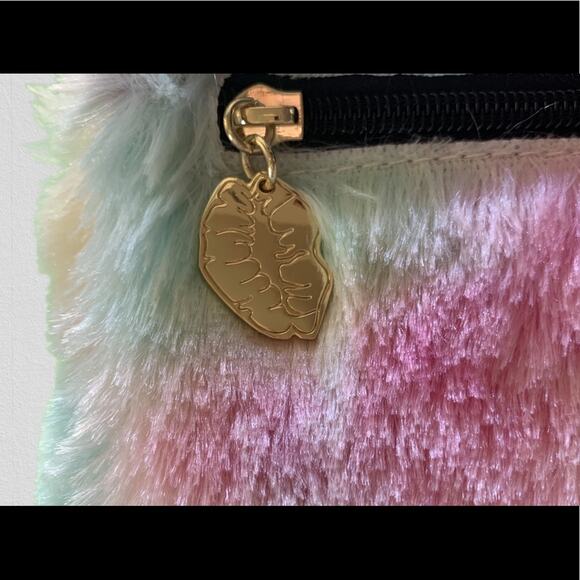 Betsey Johnson Unicorn Rainbow Fuzzy Backpack NEW